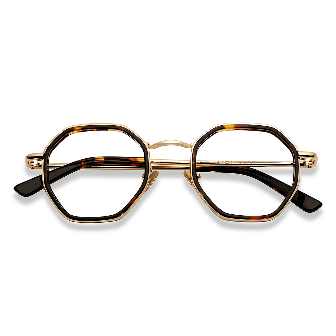 Le Petit Lunetier Gold Full Rim Geometric left side