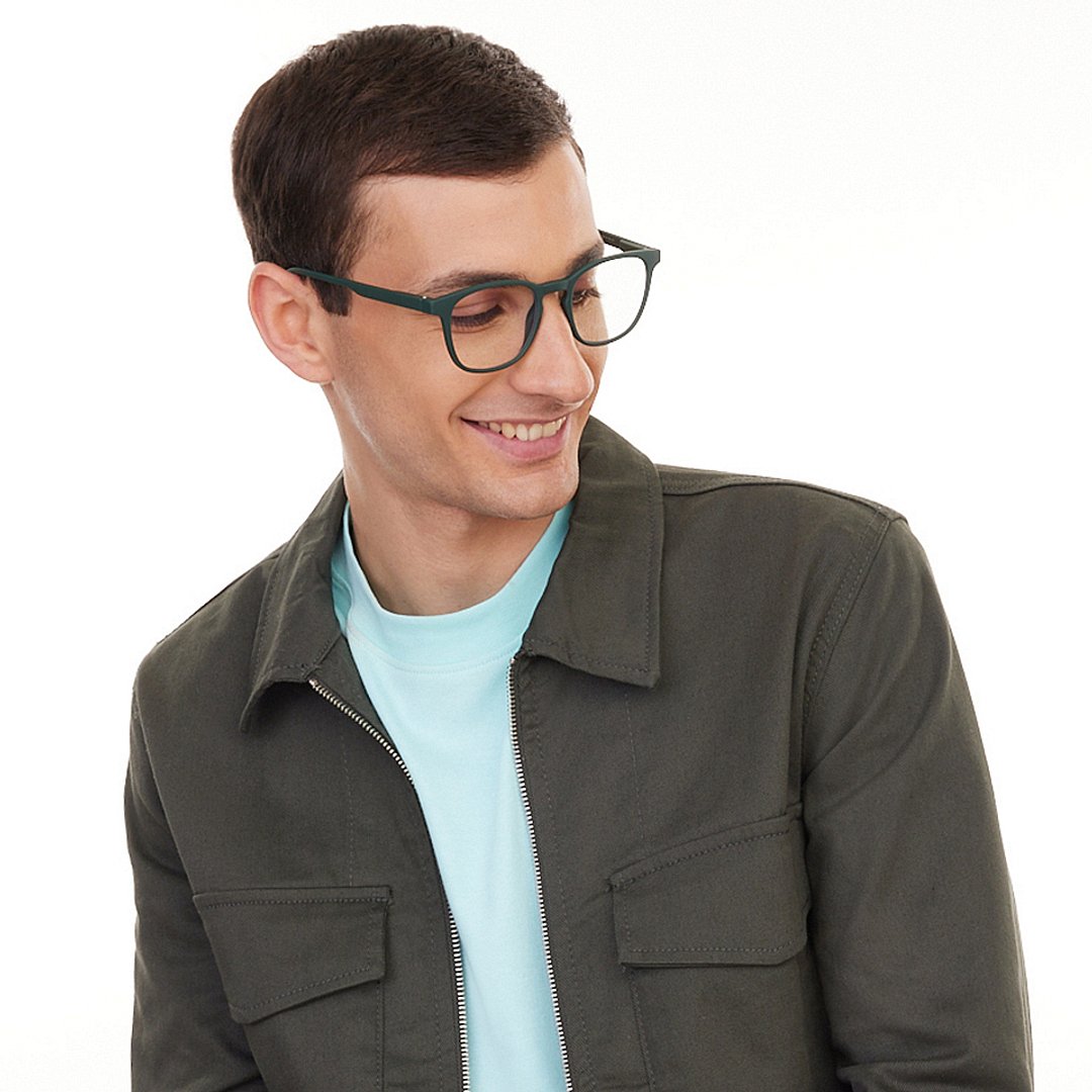 Lenskart Hustlr Military Green Full Rim Square left side