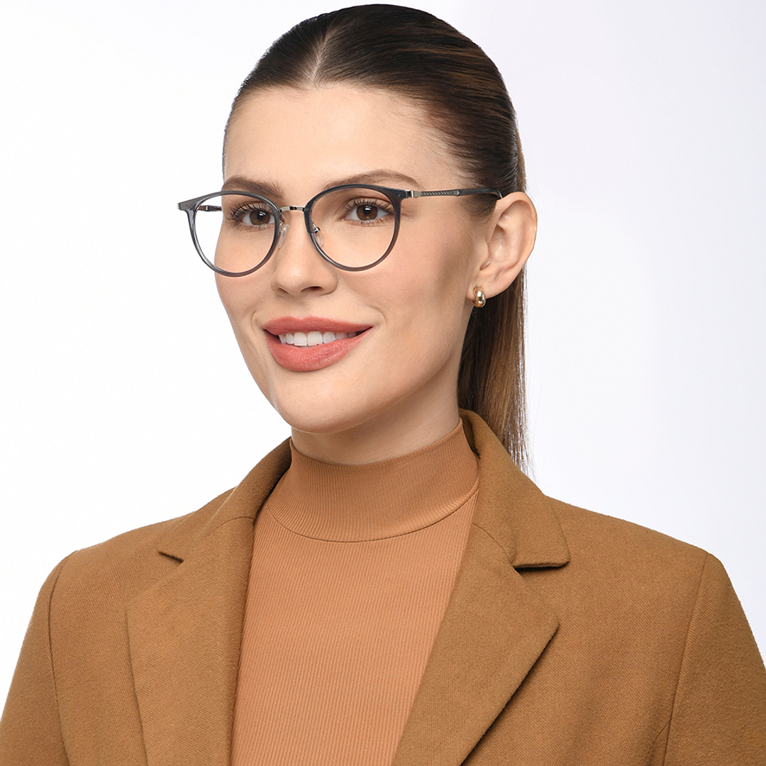 Lenskart Air Online Light Gray Full Rim Round left side