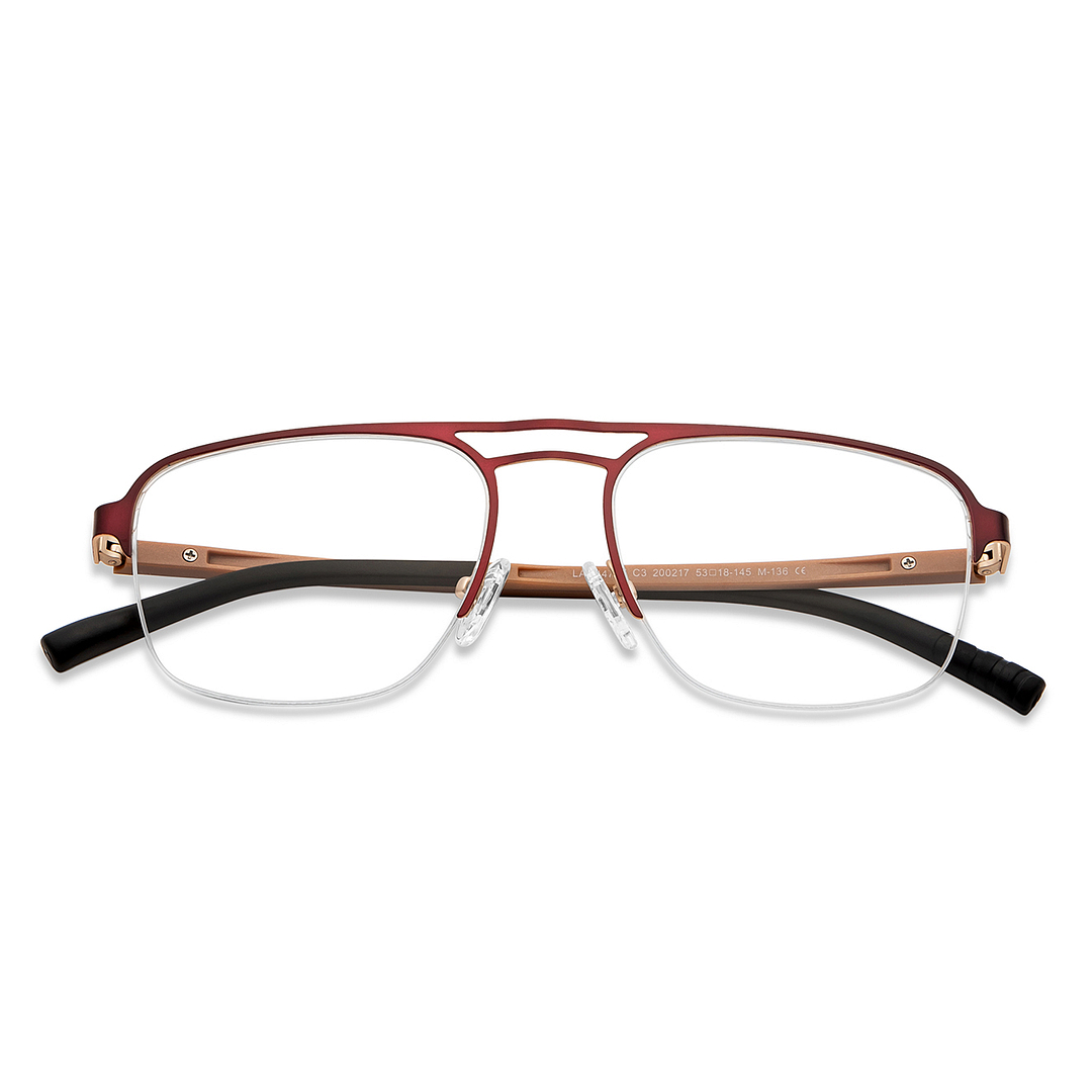 Lenskart Air Online Red Half Rim Aviator left side