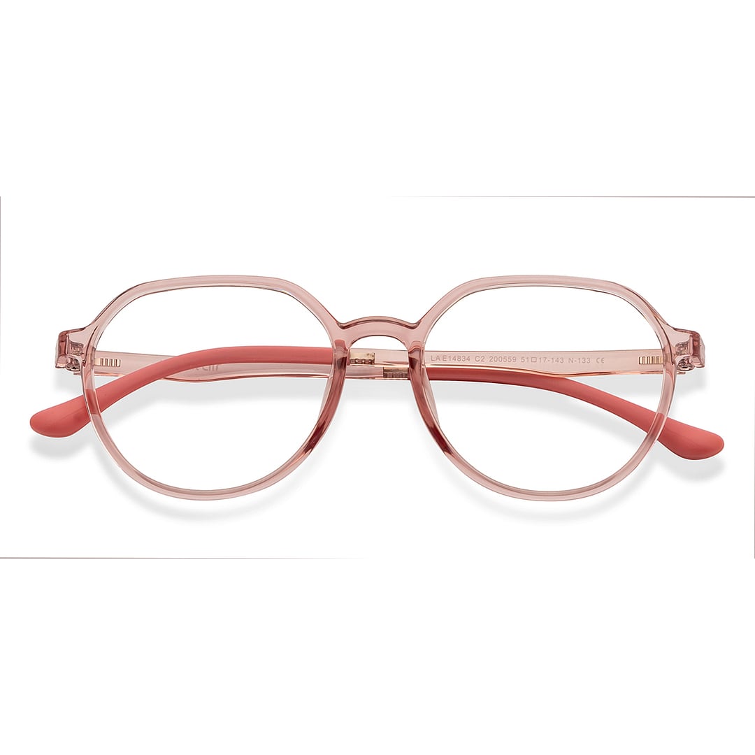 Lenskart Air Online Pink Transparent Full Rim Round left side