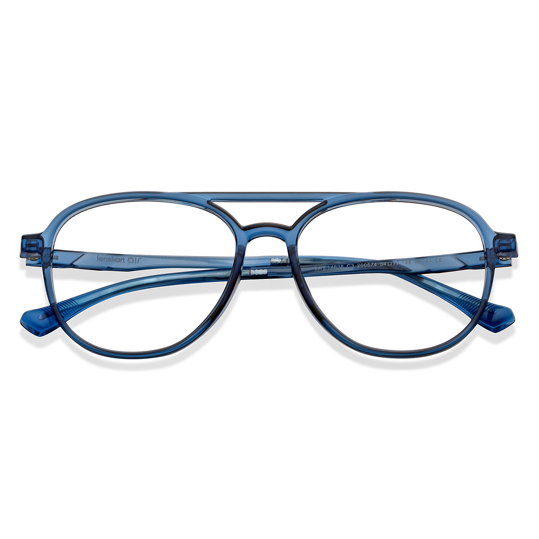 Lenskart Air Online Blue Transparent Full Rim Aviator left side