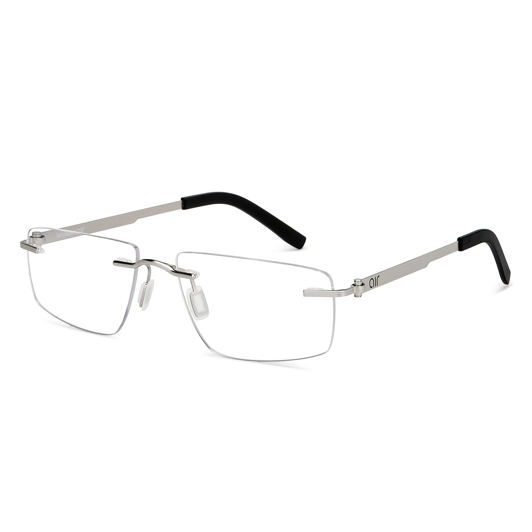 Lenskart Air Online Silver Rimless Rectangle right side