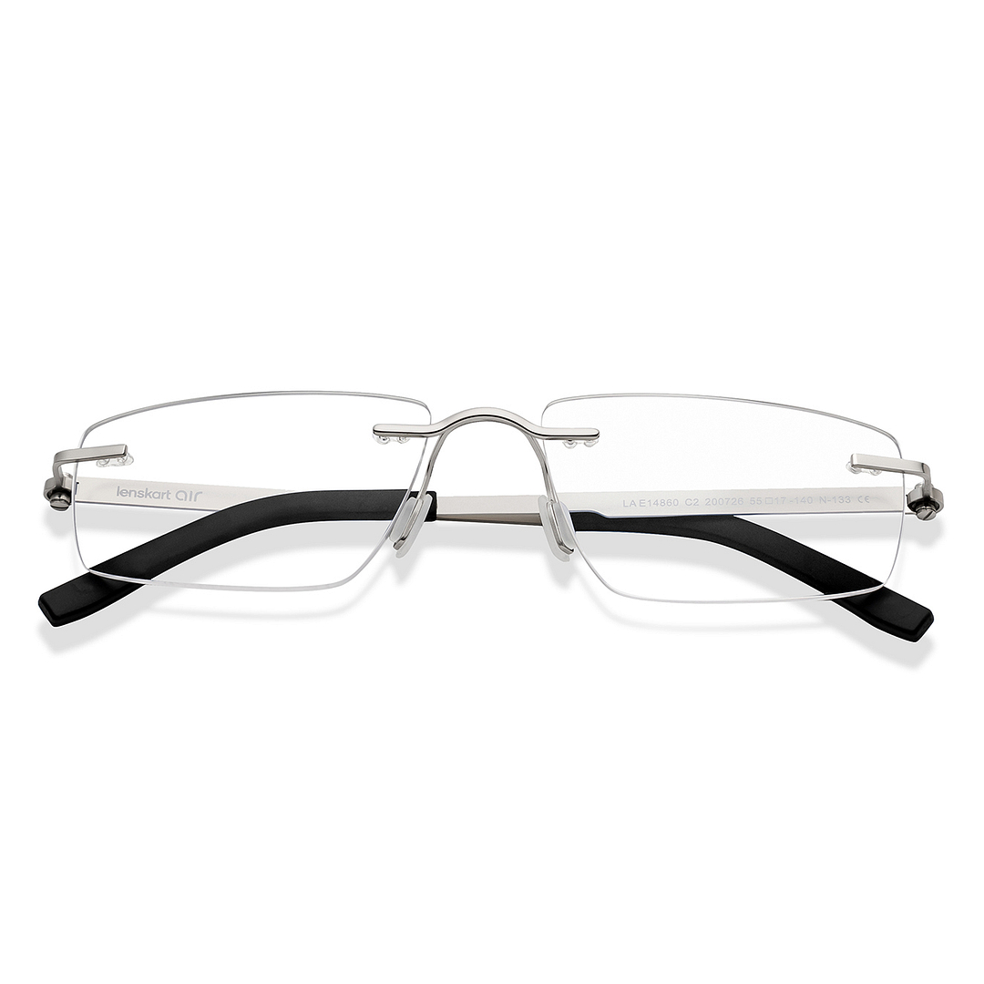 Lenskart Air Online Silver Rimless Rectangle left side
