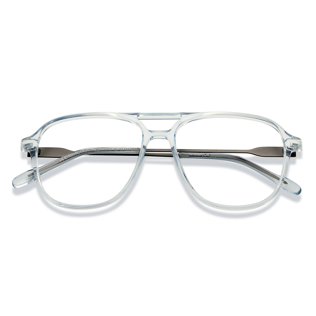 Lenskart Air Blue Transparent Full Rim Aviator left side