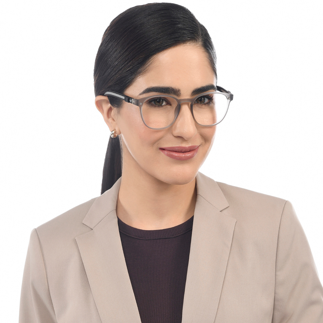 Lenskart Air Gray Transparent Full Rim Round left side