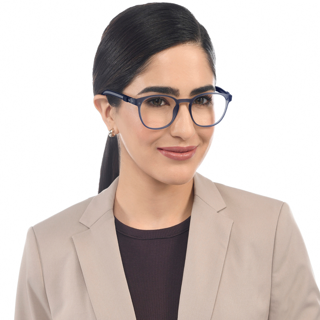 Lenskart Air Sky Blue Full Rim Round left side