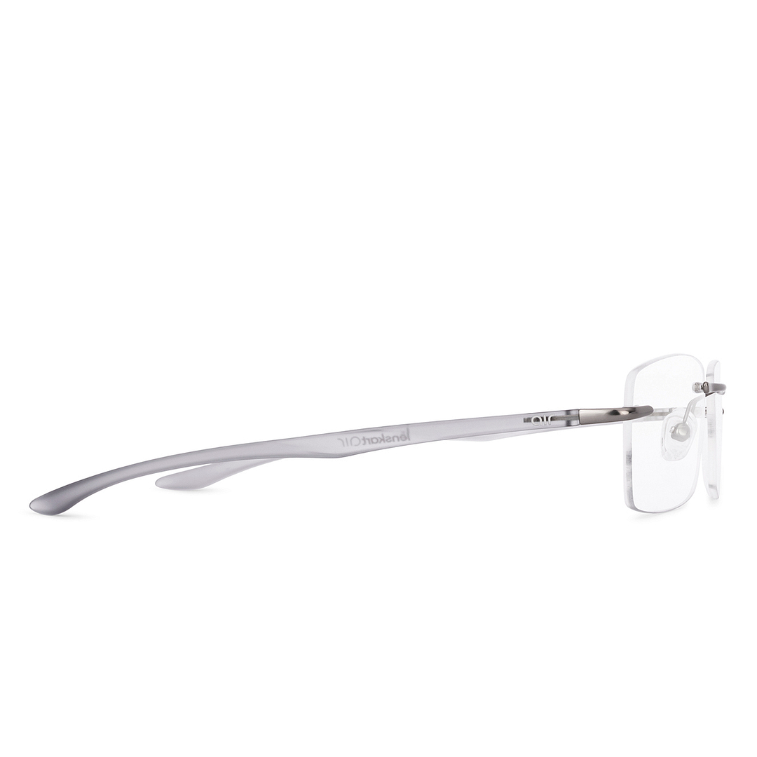 Lenskart Air Silver Rimless Rectangle left side