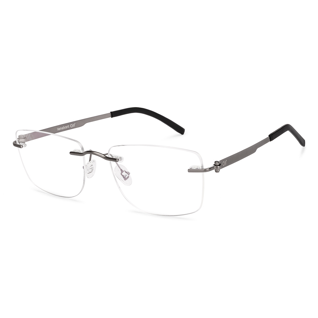 Lenskart Air Gunmetal Rimless Rectangle right side