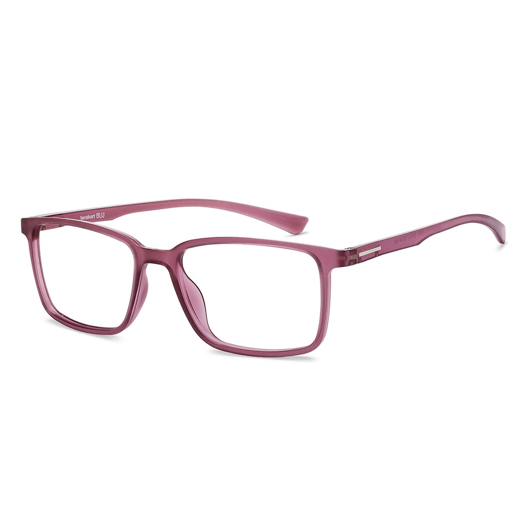 Lenskart BLU Screen Glasses Blue Block Zero Power Screen Glasses : Purple Full Rim Rectangle Lenskart Blu-C6 LB E13737 left side
