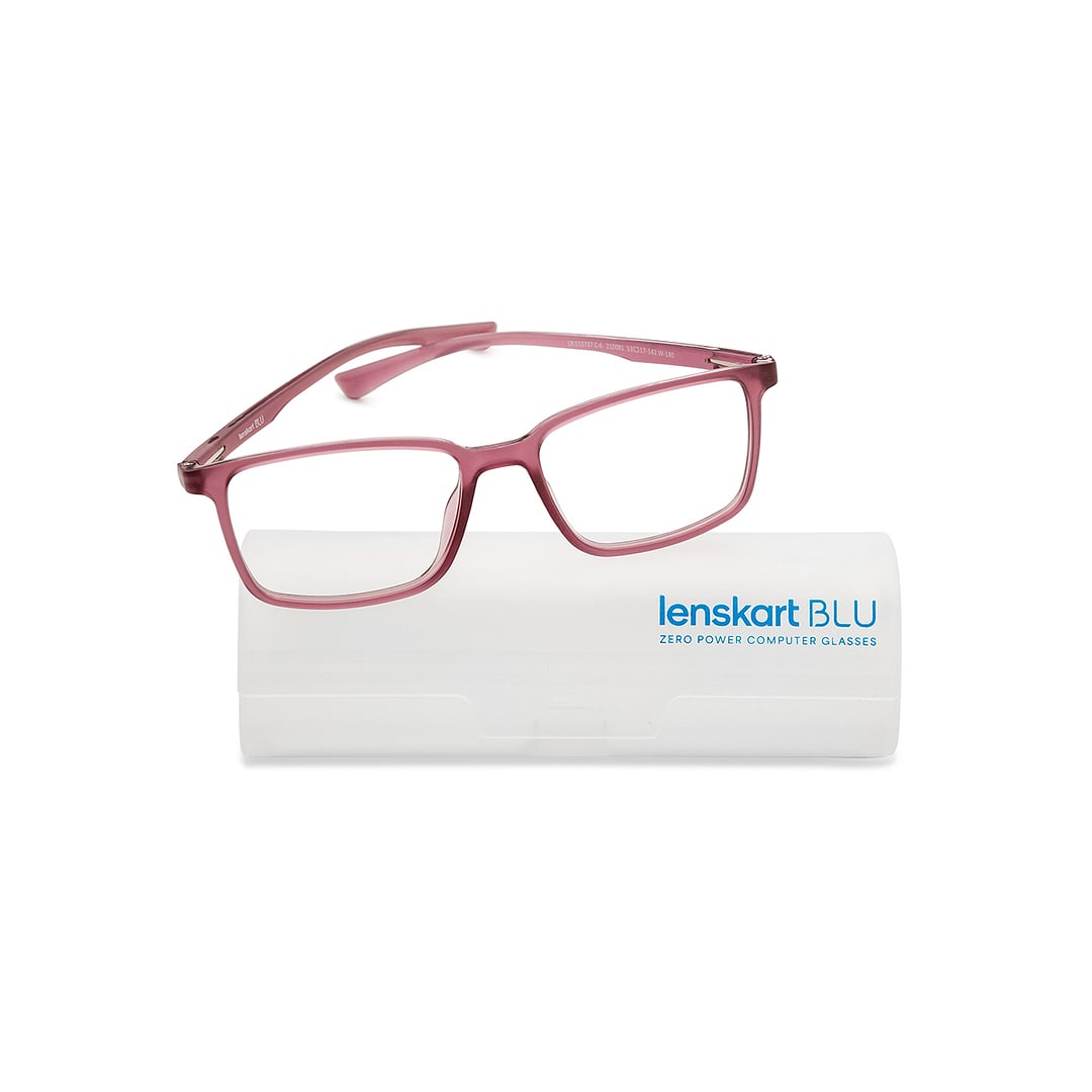 Lenskart BLU Screen Glasses Blue Block Zero Power Screen Glasses : Purple Full Rim Rectangle Lenskart Blu-C6 LB E13737 right side