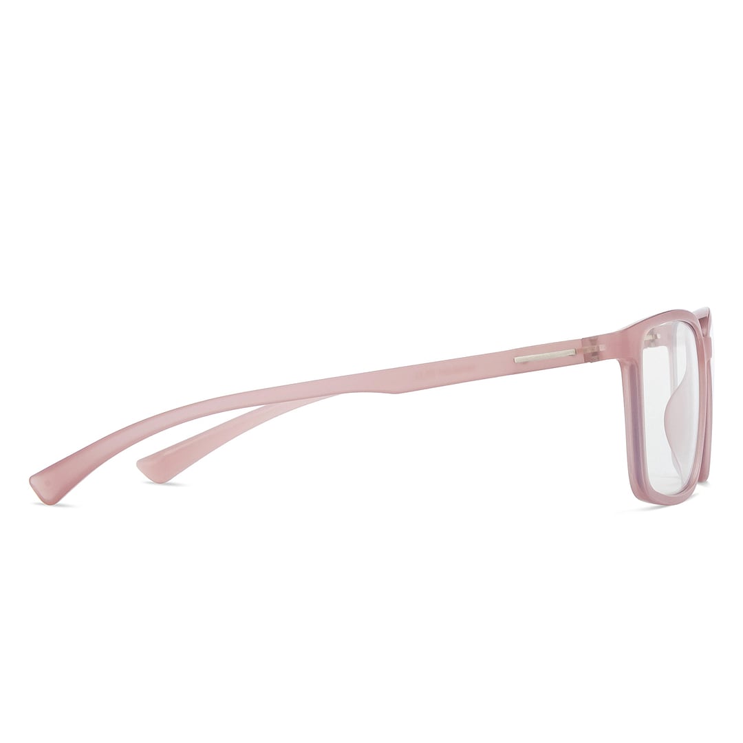 Lenskart BLU Screen Glasses Blue Block Zero Power Screen Glasses : Light Pink Full Rim Rectangle Lenskart Blu-C7 LB E13737 left side