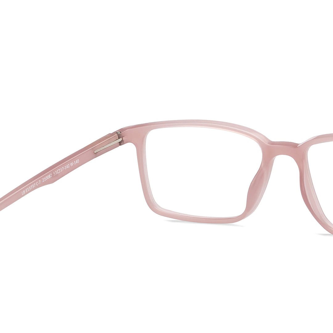 Lenskart BLU Screen Glasses Blue Block Zero Power Screen Glasses : Light Pink Full Rim Rectangle Lenskart Blu-C7 LB E13737 right side