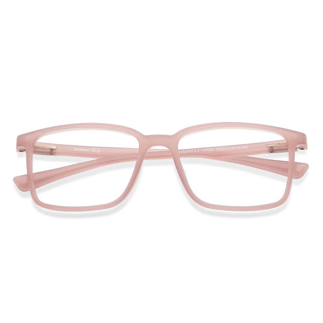 Lenskart BLU Screen Glasses Blue Block Zero Power Screen Glasses : Light Pink Full Rim Rectangle Lenskart Blu-C7 LB E13737 left side