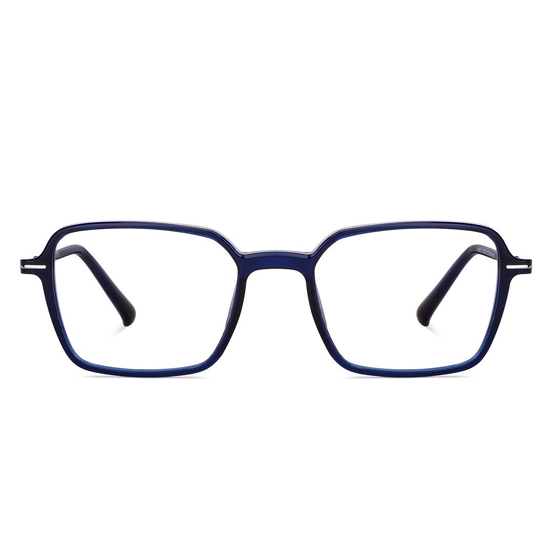 Lenskart BLU Screen Glasses Blue Block Zero Power Screen Glasses : Navy Blue Silver Full Rim Square Lenskart Blu BLU-C2 left side