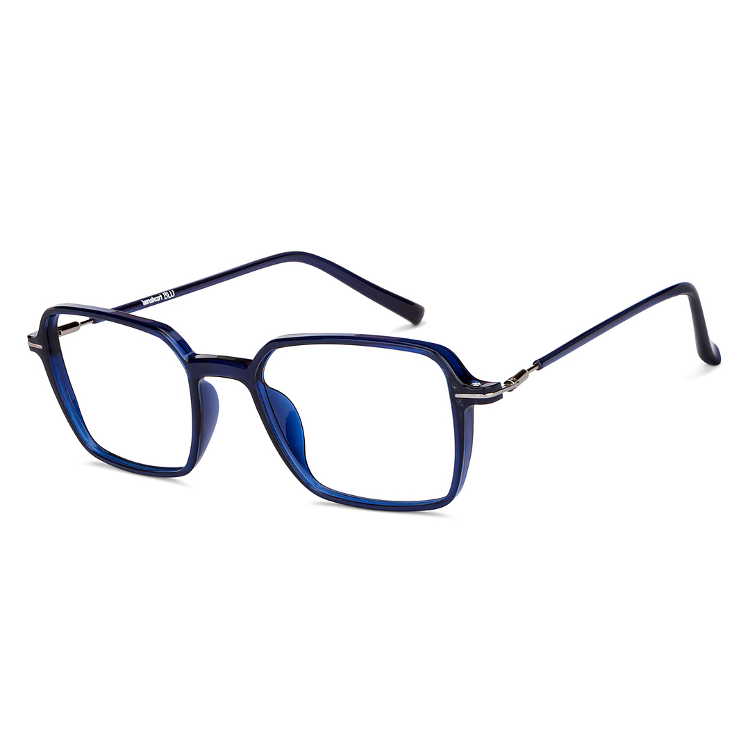 Lenskart BLU Screen Glasses Blue Block Zero Power Screen Glasses : Navy Blue Silver Full Rim Square Lenskart Blu BLU-C2 right side