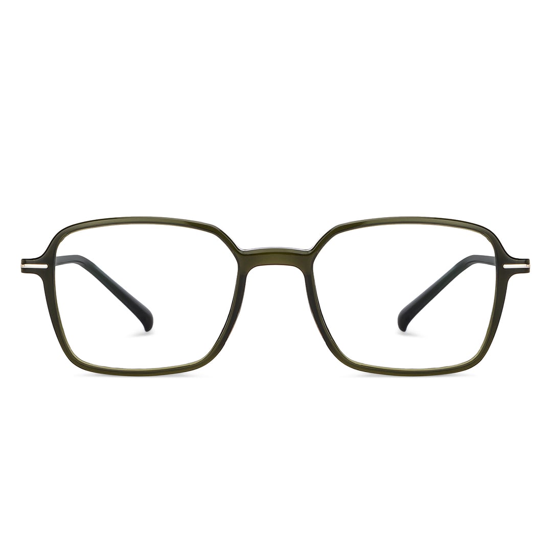 Lenskart BLU Screen Glasses Blue Block Zero Power Screen Glasses : Green Gold Full Rim Square Lenskart Blu-C3 left side