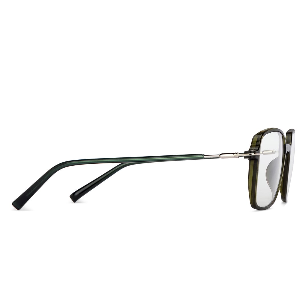 Lenskart BLU Screen Glasses Blue Block Zero Power Screen Glasses : Green Gold Full Rim Square Lenskart Blu-C3 left side