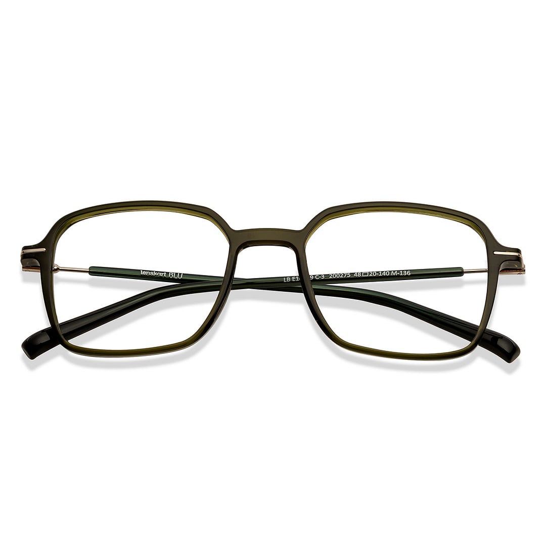 Lenskart BLU Screen Glasses Blue Block Zero Power Screen Glasses : Green Gold Full Rim Square Lenskart Blu-C3 left side