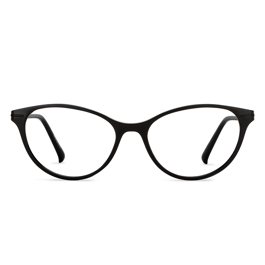 Lenskart BLU Screen Glasses Blue Block Zero Power Screen Glasses : Black Full Rim Cat Eye Lenskart Blu LB E14791-C1 left side