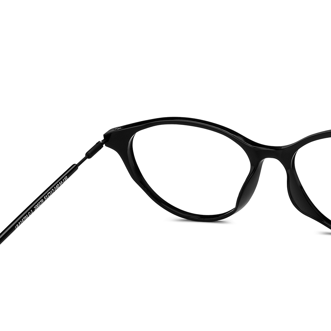 Lenskart BLU Screen Glasses Blue Block Zero Power Screen Glasses : Black Full Rim Cat Eye Lenskart Blu LB E14791-C1 right side