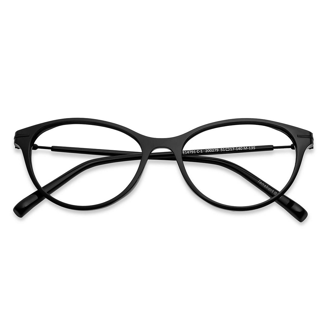 Lenskart BLU Screen Glasses Blue Block Zero Power Screen Glasses : Black Full Rim Cat Eye Lenskart Blu LB E14791-C1 left side