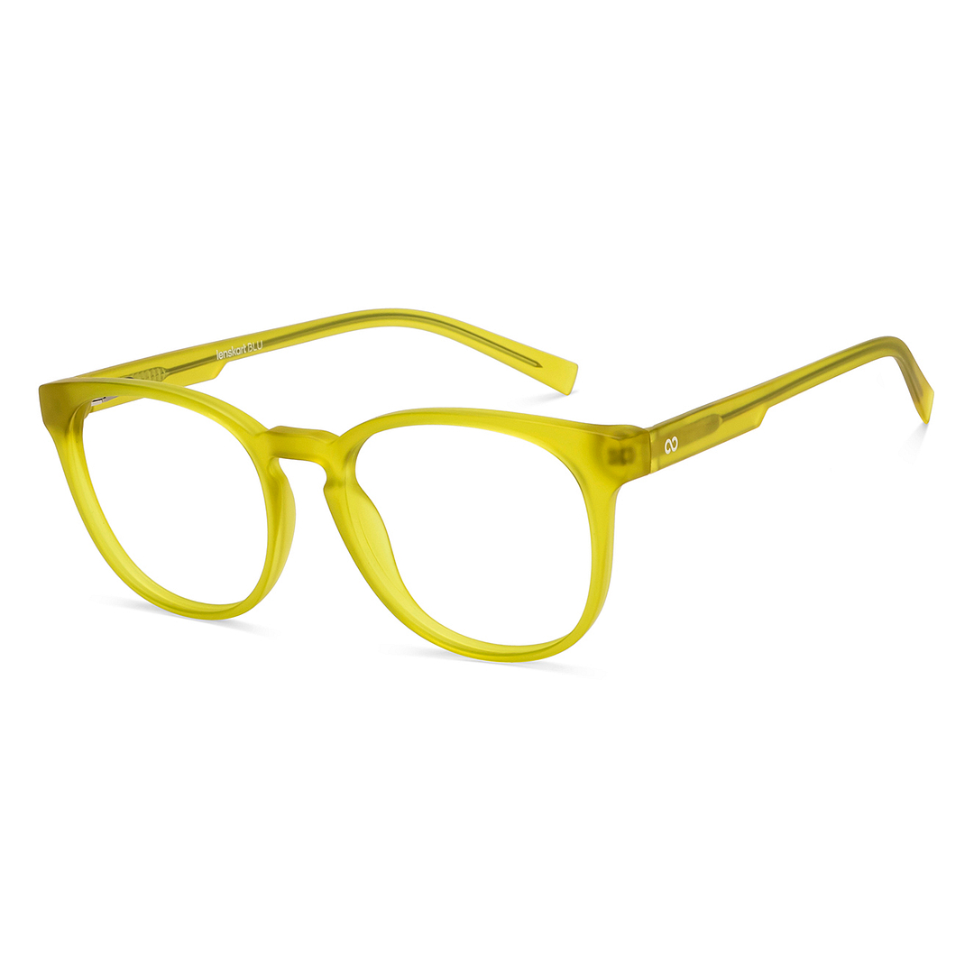 Blue Block Zero Power Screen Glasses : Yellow Full Rim Round