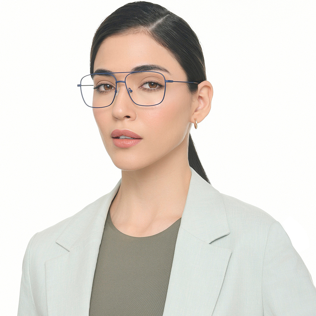 Lenskart BLU Screen Glasses Blue Block Zero Power Screen Glasses: Blue Full Rim Aviator Lenskart BLU Screen Glasses LB E17874 left side