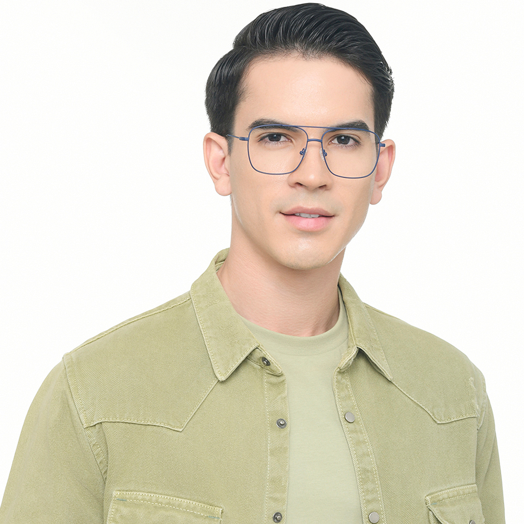 Lenskart BLU Screen Glasses Blue Block Zero Power Screen Glasses: Blue Full Rim Aviator Lenskart BLU Screen Glasses LB E17874 left side