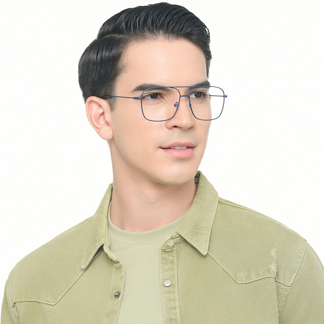 Lenskart BLU Screen Glasses Blue Block Zero Power Screen Glasses: Blue Full Rim Aviator Lenskart BLU Screen Glasses LB E17874 right side