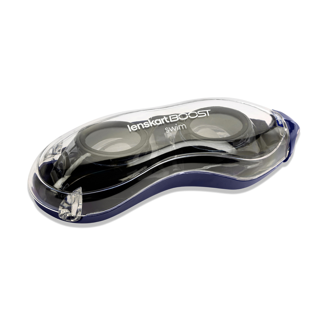 Lenskart Boost Online Black Transparent Full Rim Round Lenskart Boost ADULT SWIM LKB S15396-C1 Swimming Goggles left side