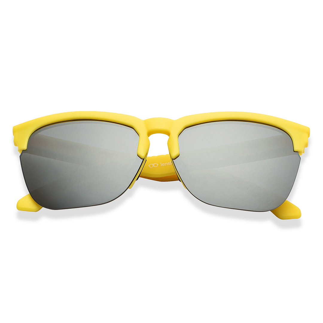 Lenskart Boost Online Yellow Half Rim Square left side