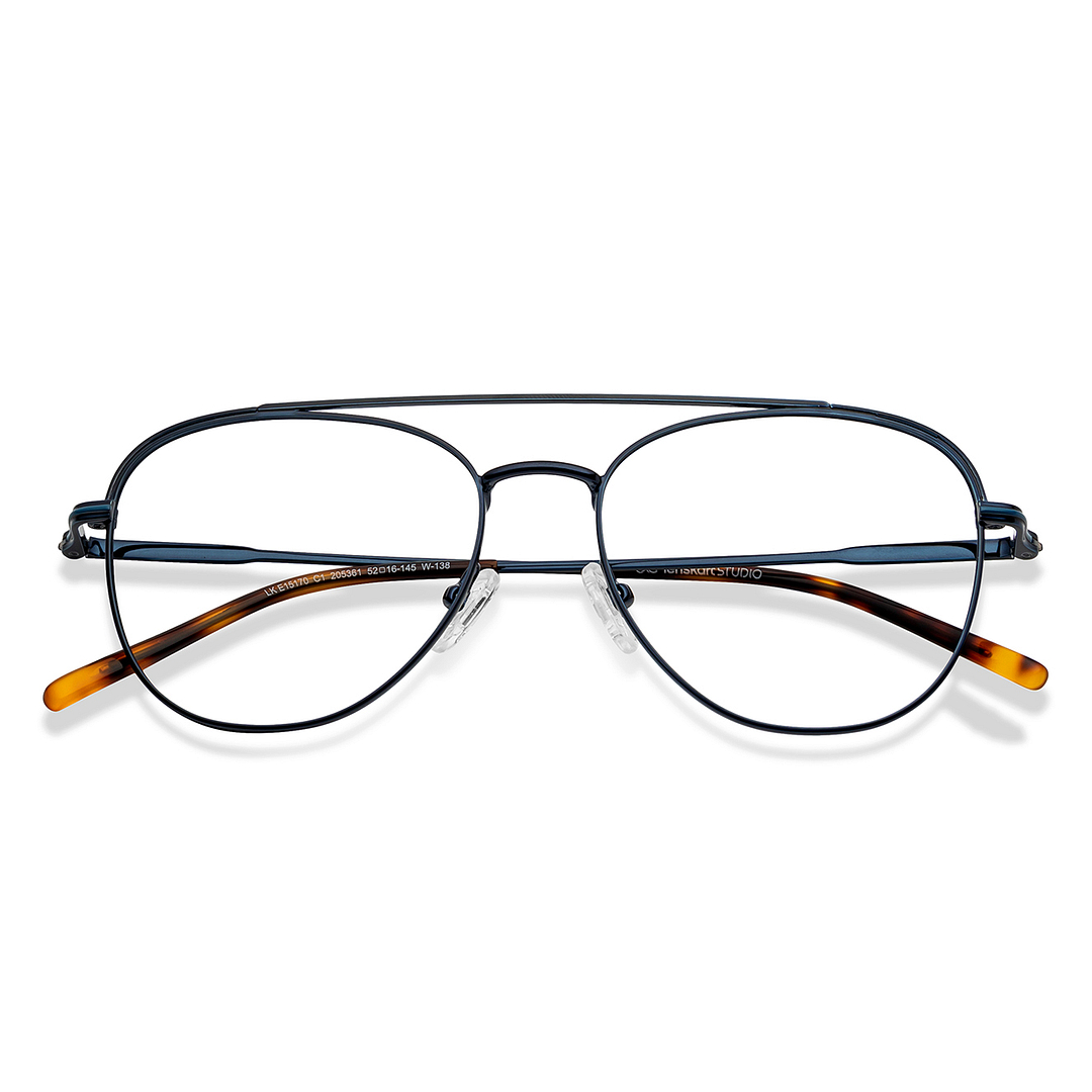 Lenskart Studio Online Sky Blue Full Rim Aviator left side