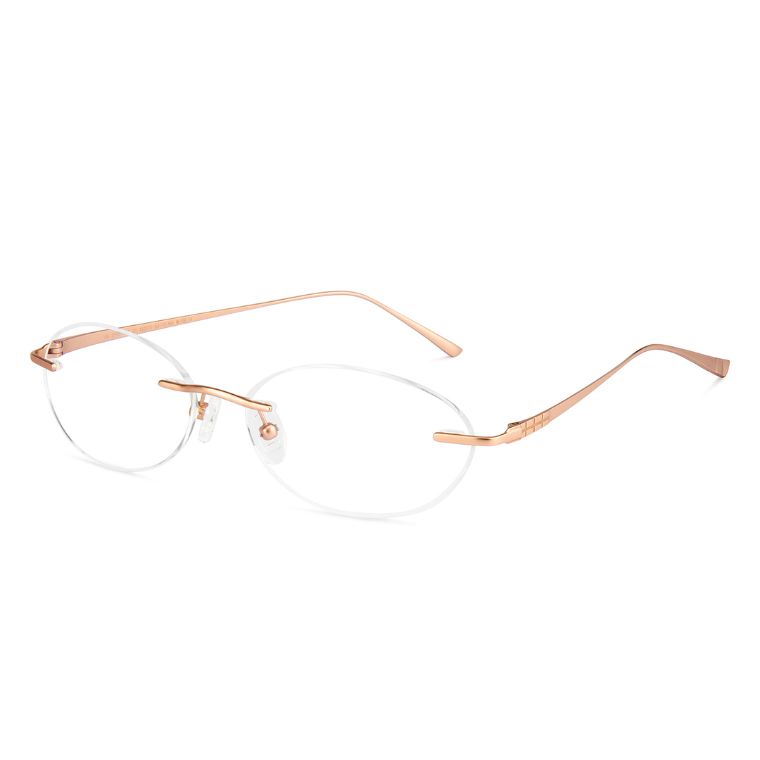 Lenskart Rose Gold Rimless Round left side
