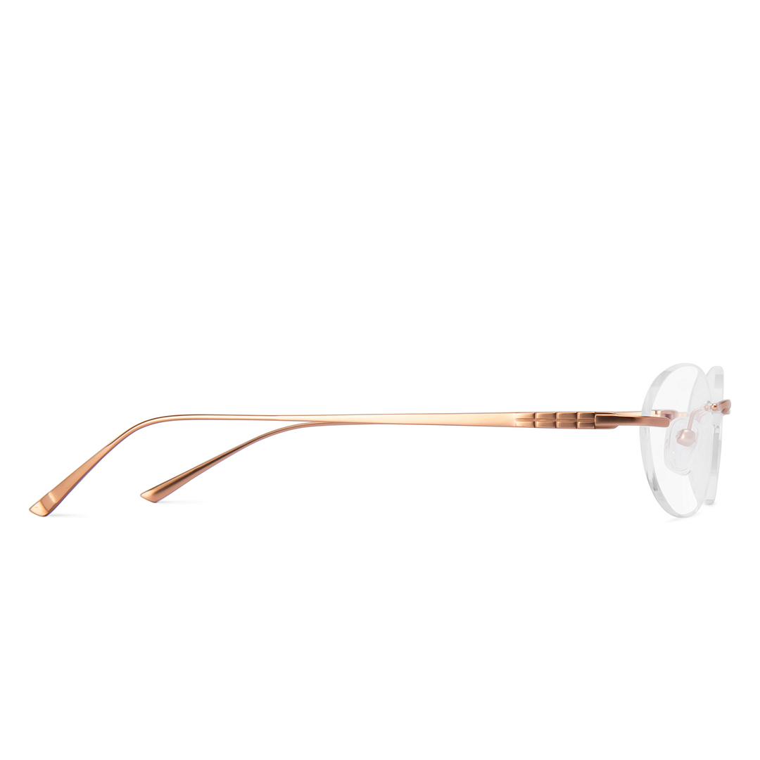 Lenskart Rose Gold Rimless Round left side