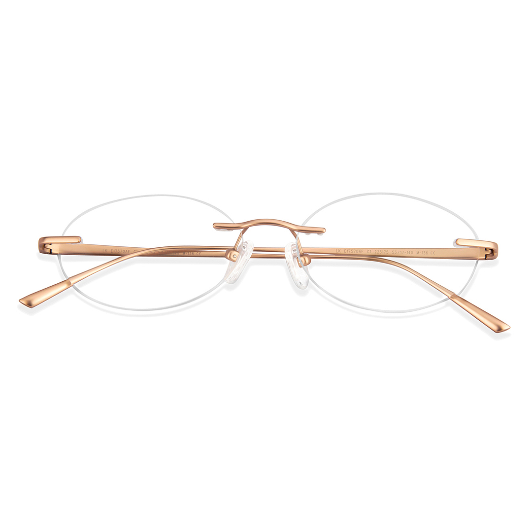 Lenskart Rose Gold Rimless Round left side