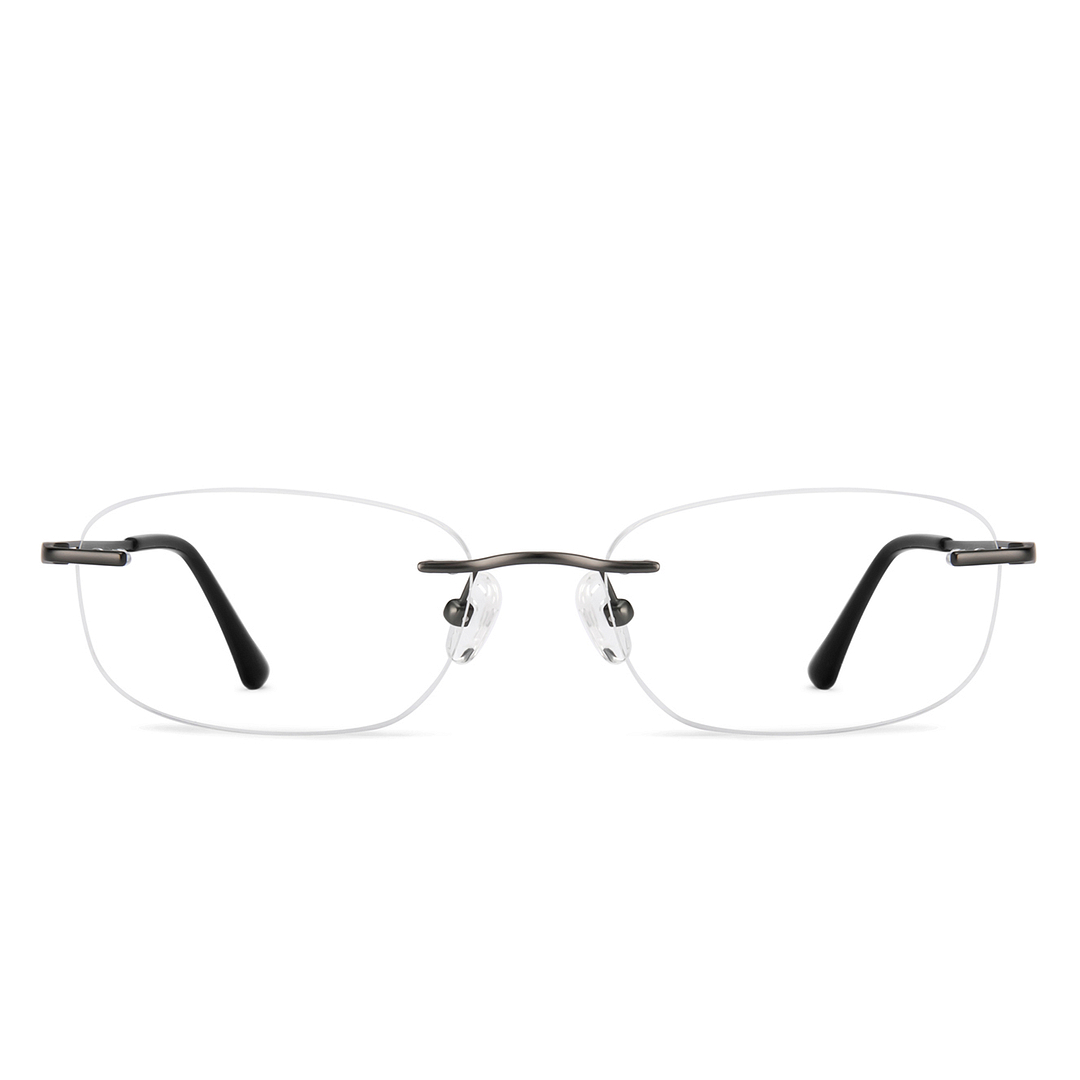 Lenskart Dark Gunmetal Rimless Rectangle right side