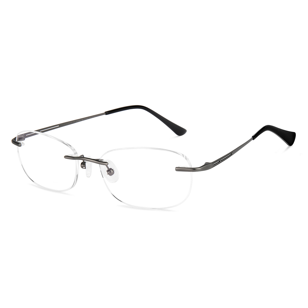 Lenskart Dark Gunmetal Rimless Rectangle right side