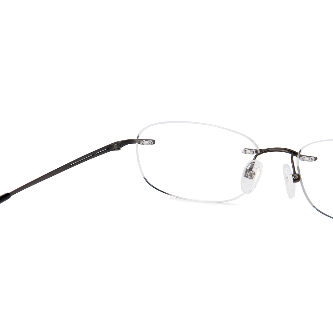 Lenskart Dark Gunmetal Rimless Rectangle right side