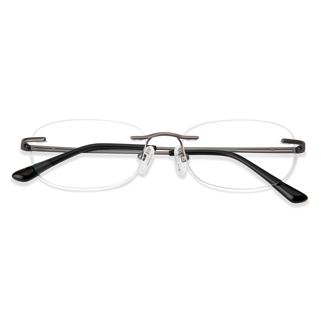 Lenskart Dark Gunmetal Rimless Rectangle left side