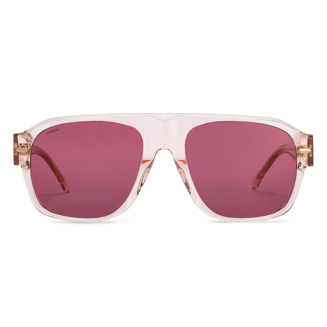 Lenskart Pink Transparent Full Rim Aviator right side