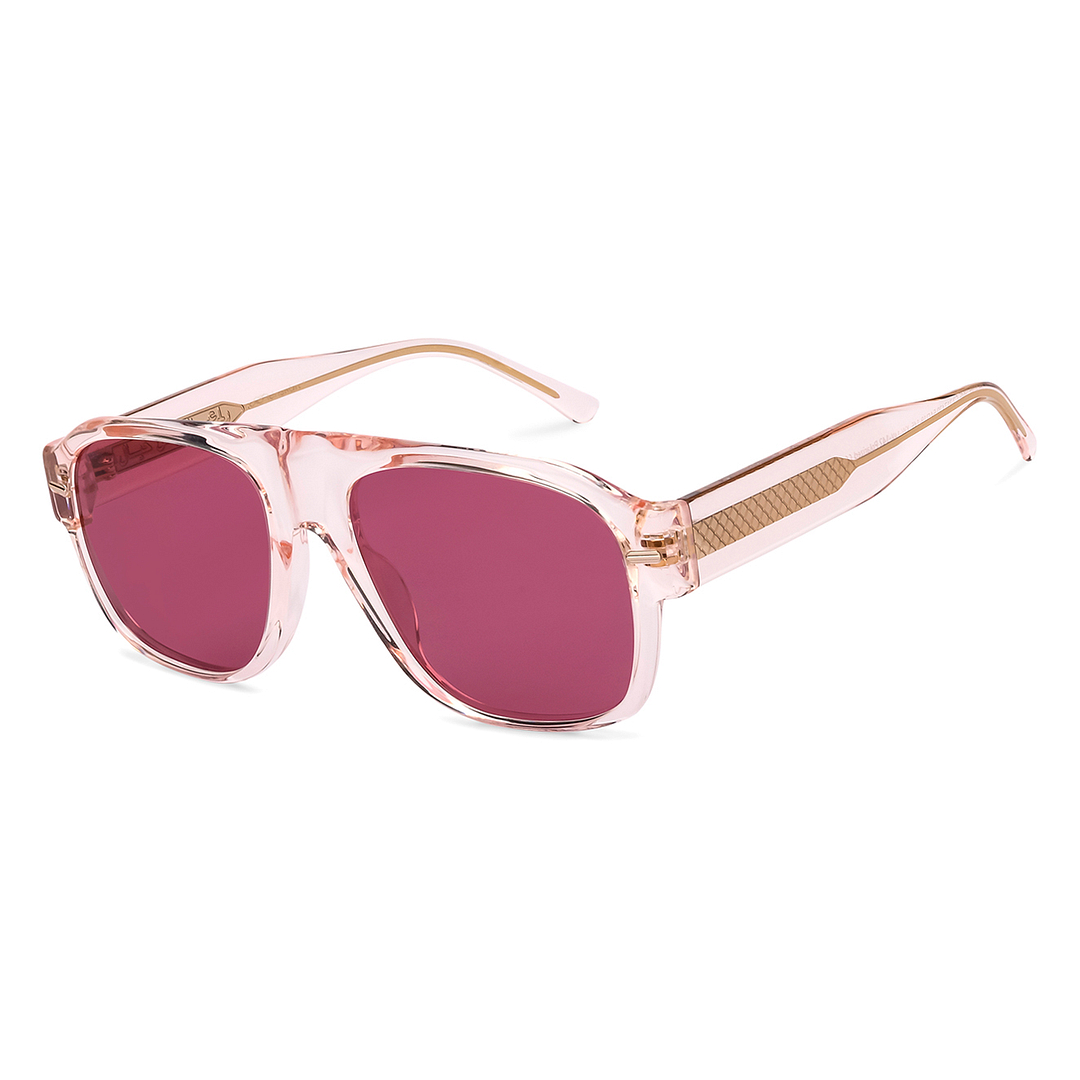 Lenskart Pink Transparent Full Rim Aviator left side