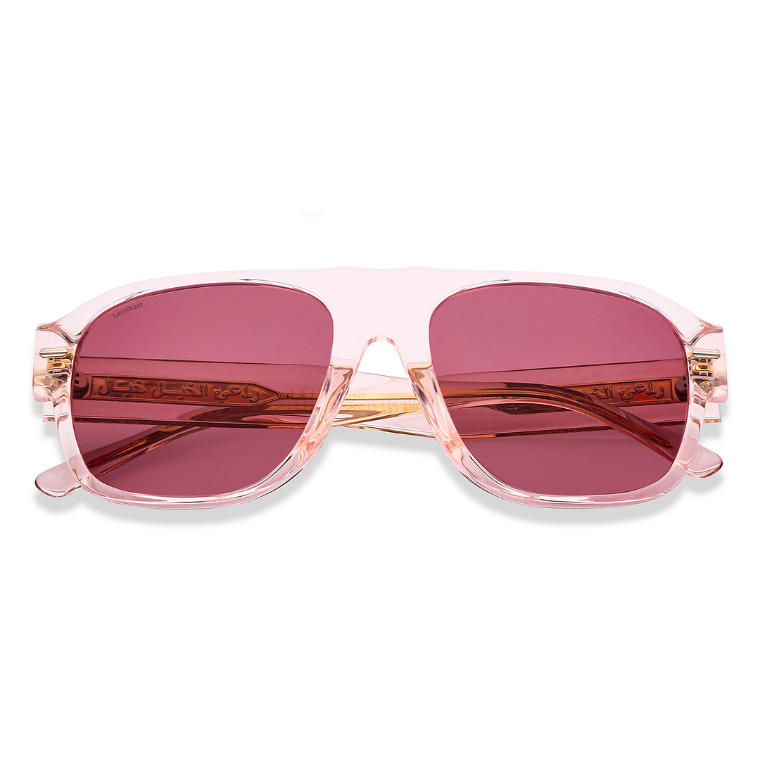 Lenskart Pink Transparent Full Rim Aviator right side