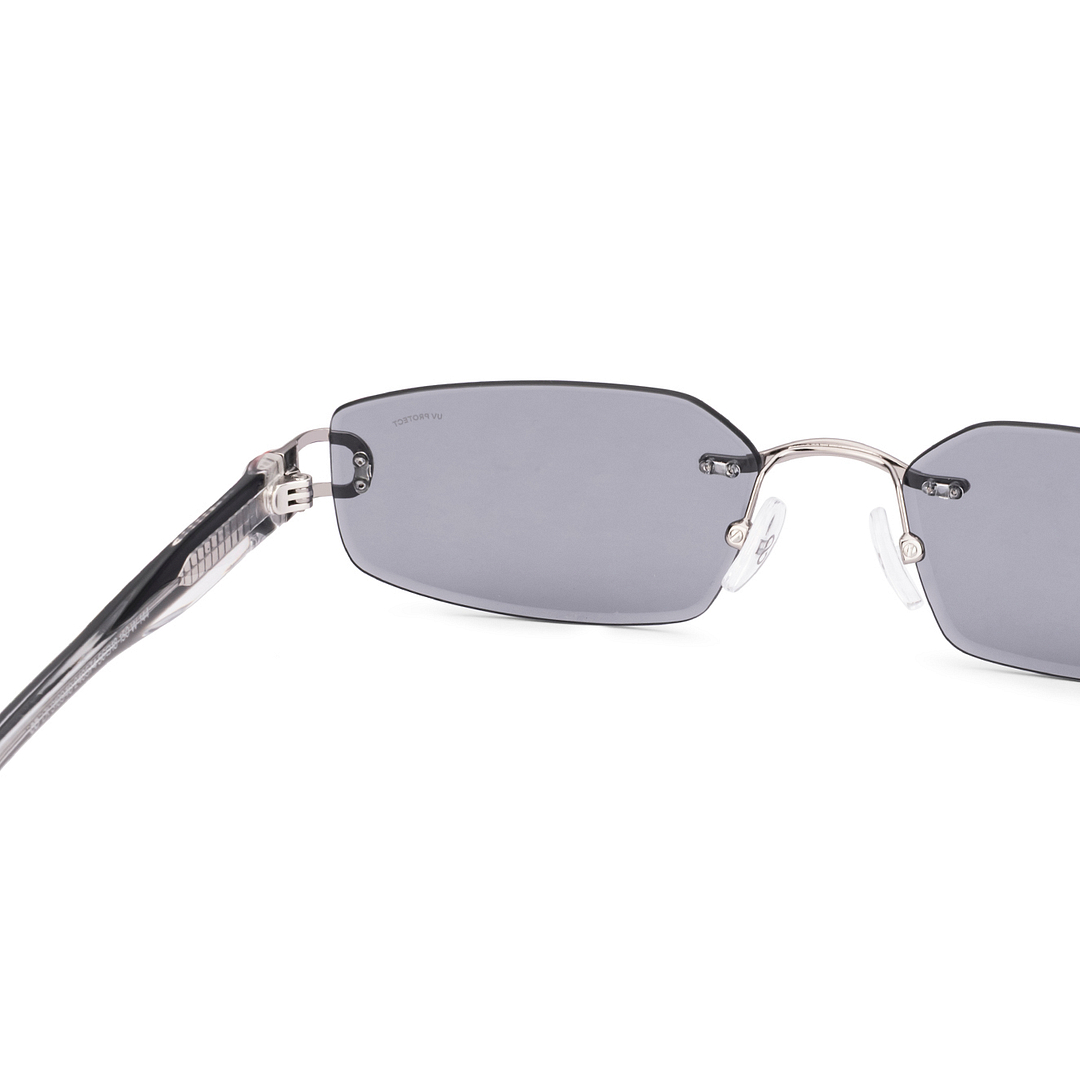 Grey Silver Black Rimless Rectangle LK S18940 Lenskart IP Sunglasses