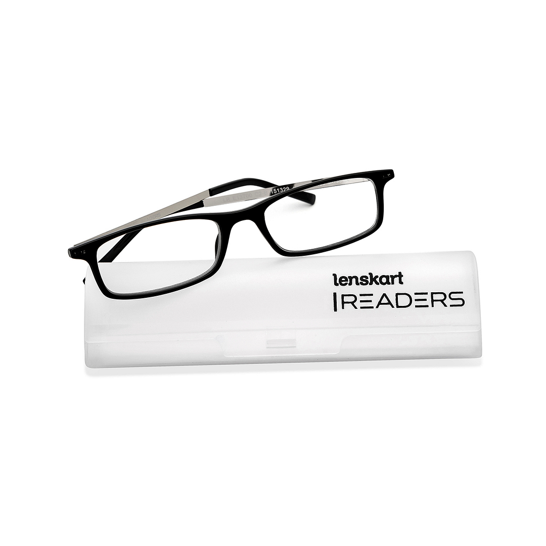 Lenskart READERS Black Dark Gunmetal Full Rim Rectangle Lenskart READERS LR E13700 Only for 1 5 Prefitted Powers left side