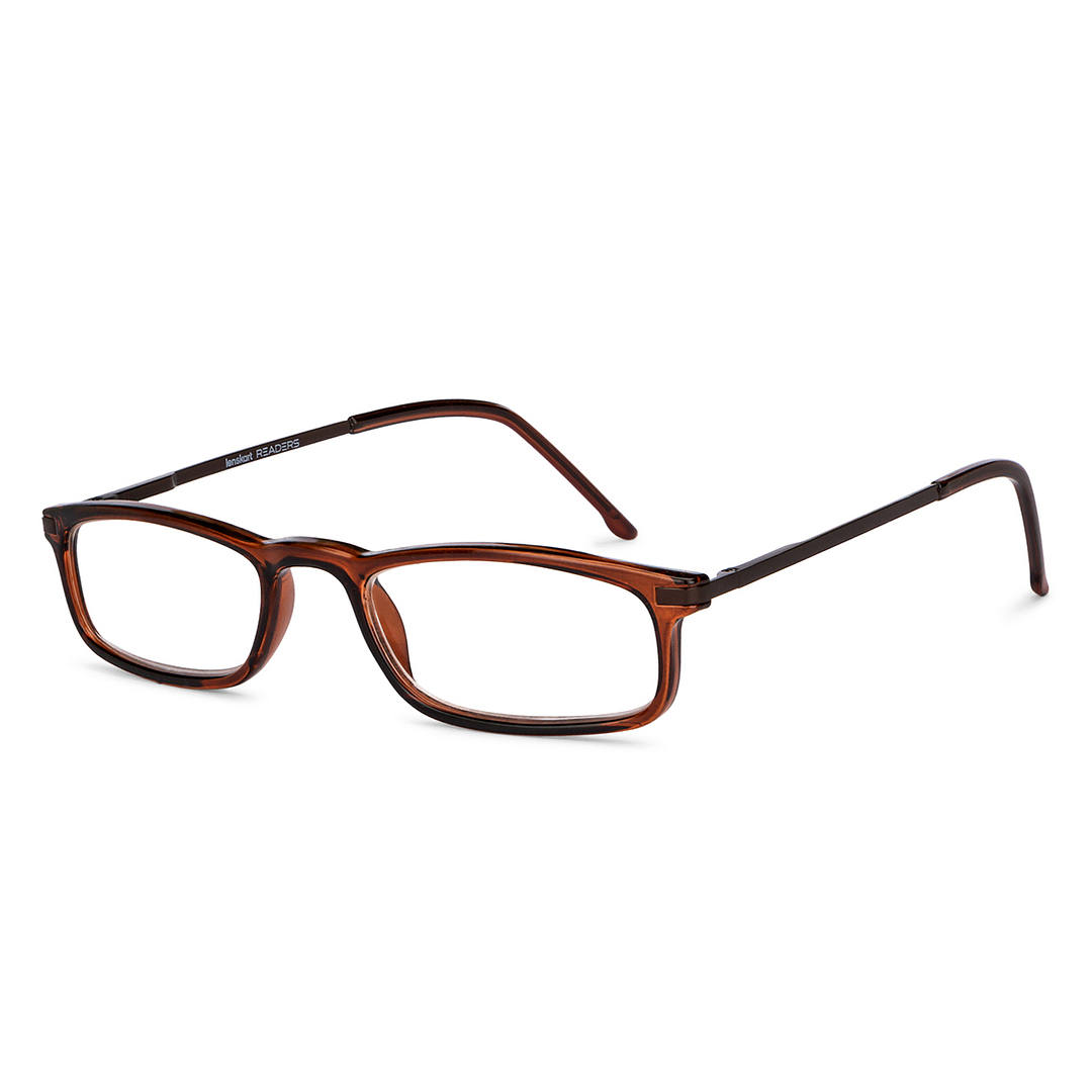 Lenskart READERS Brown Dark Gunmetal Full Rim Rectangle Lenskart READERS LR E13701 Only for 1 Prefitted Powers right side