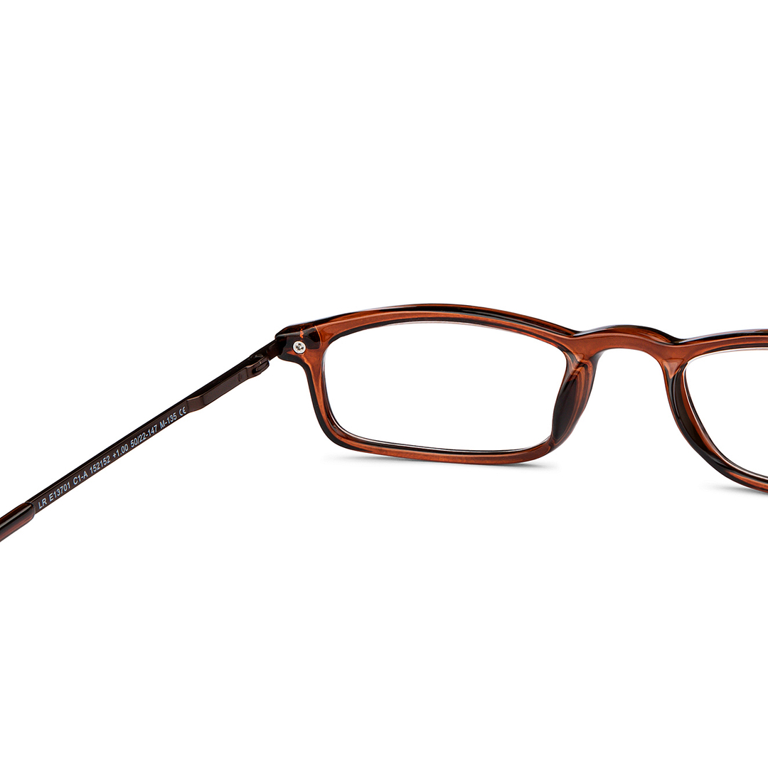 Lenskart READERS Brown Dark Gunmetal Full Rim Rectangle Lenskart READERS LR E13701 Only for 1 Prefitted Powers right side
