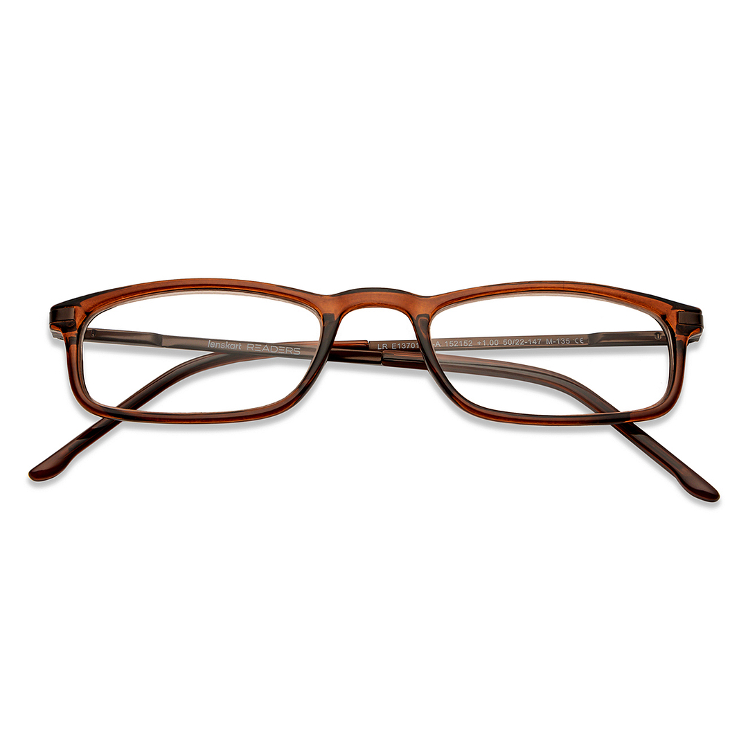 Lenskart READERS Brown Dark Gunmetal Full Rim Rectangle Lenskart READERS LR E13701 Only for 1 Prefitted Powers left side
