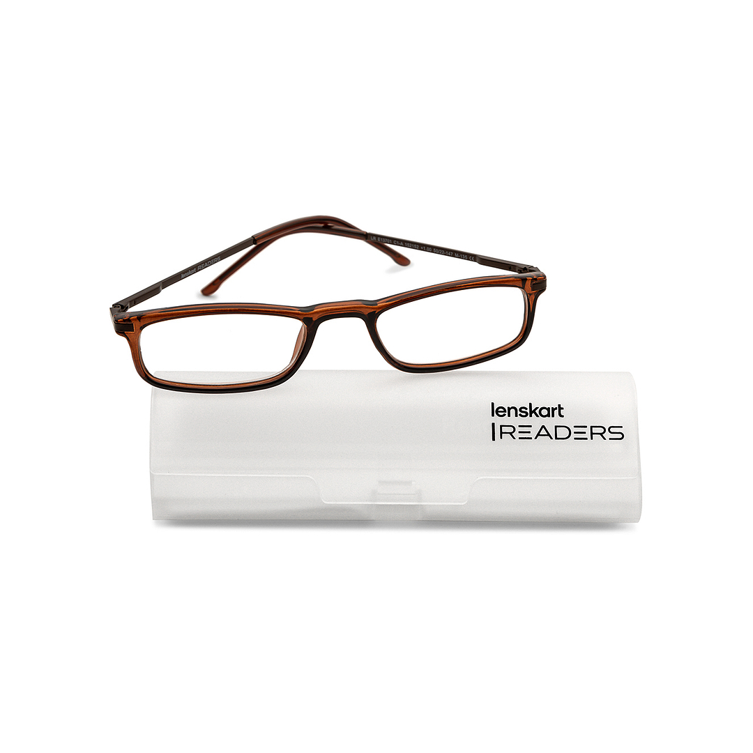 Lenskart READERS Brown Dark Gunmetal Full Rim Rectangle Lenskart READERS LR E13701 Only for 1 Prefitted Powers right side