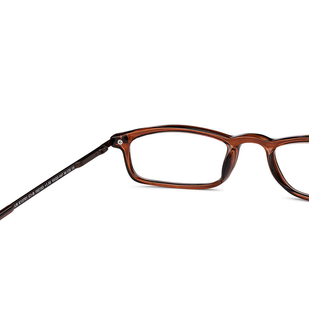 Lenskart READERS Brown Dark Gunmetal Full Rim Rectangle Lenskart READERS LR E13701 Only for 1 5 Prefitted Powers right side